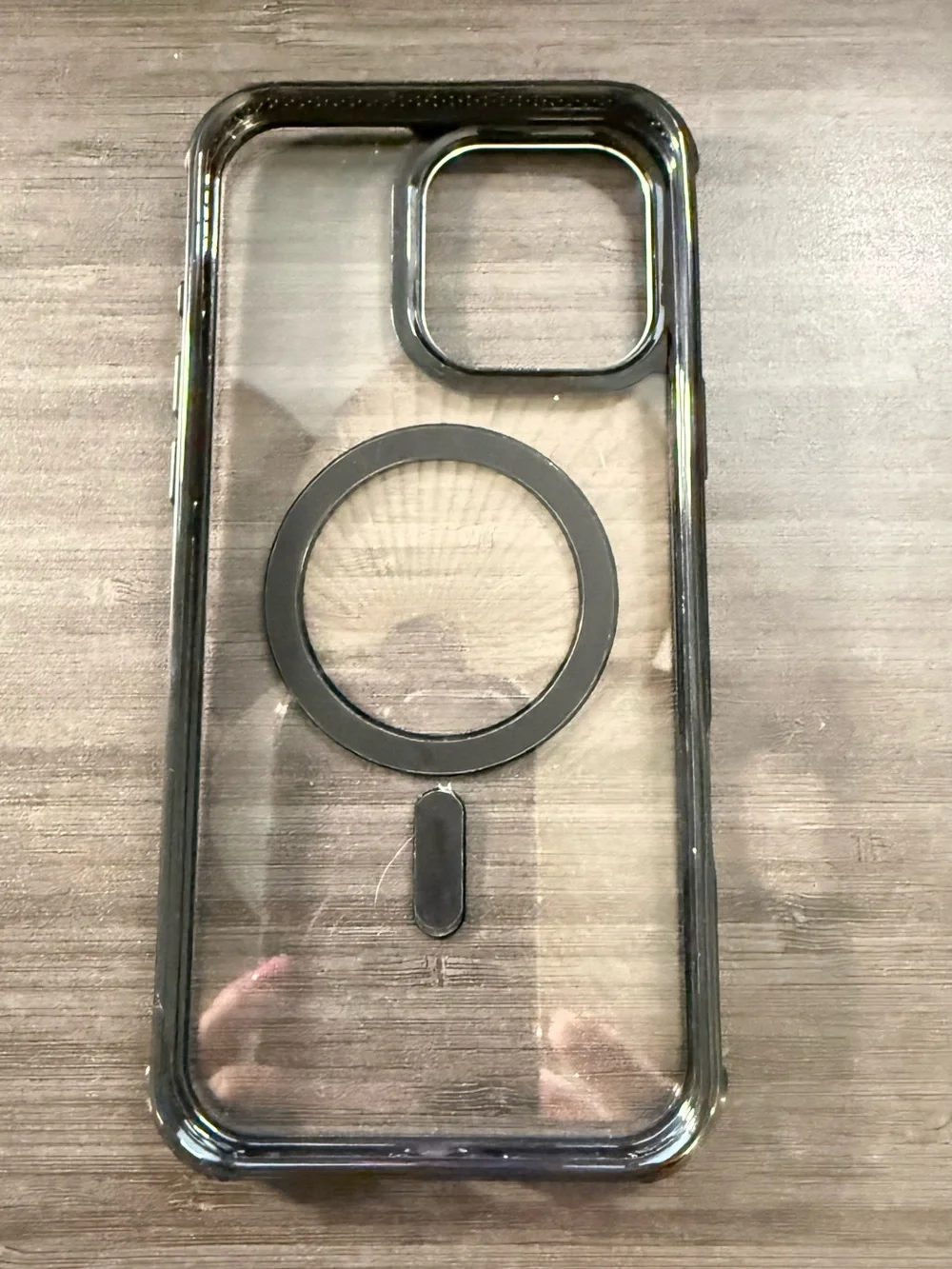 MagSafe-Compatible Clear Phone Case with Black Accents